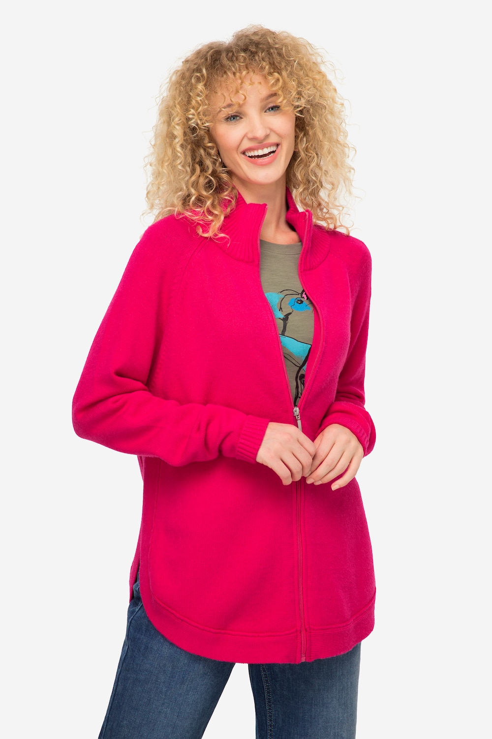 Große Größen Strickjacke, Damen, rosa, Größe: XL, Viskose/Synthetische Fasern/Polyester, LAURASON