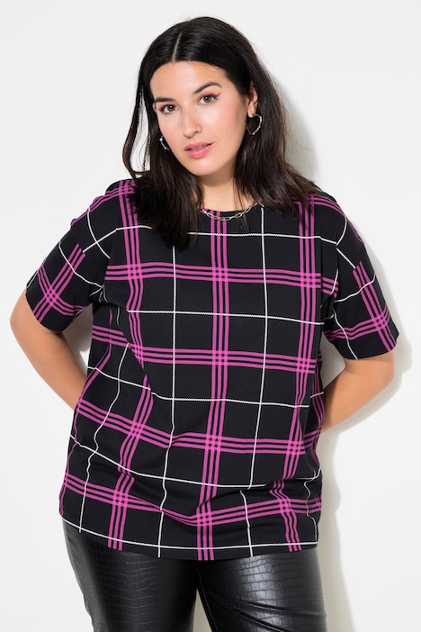 Oversized Short Sleeve Plaid Tee