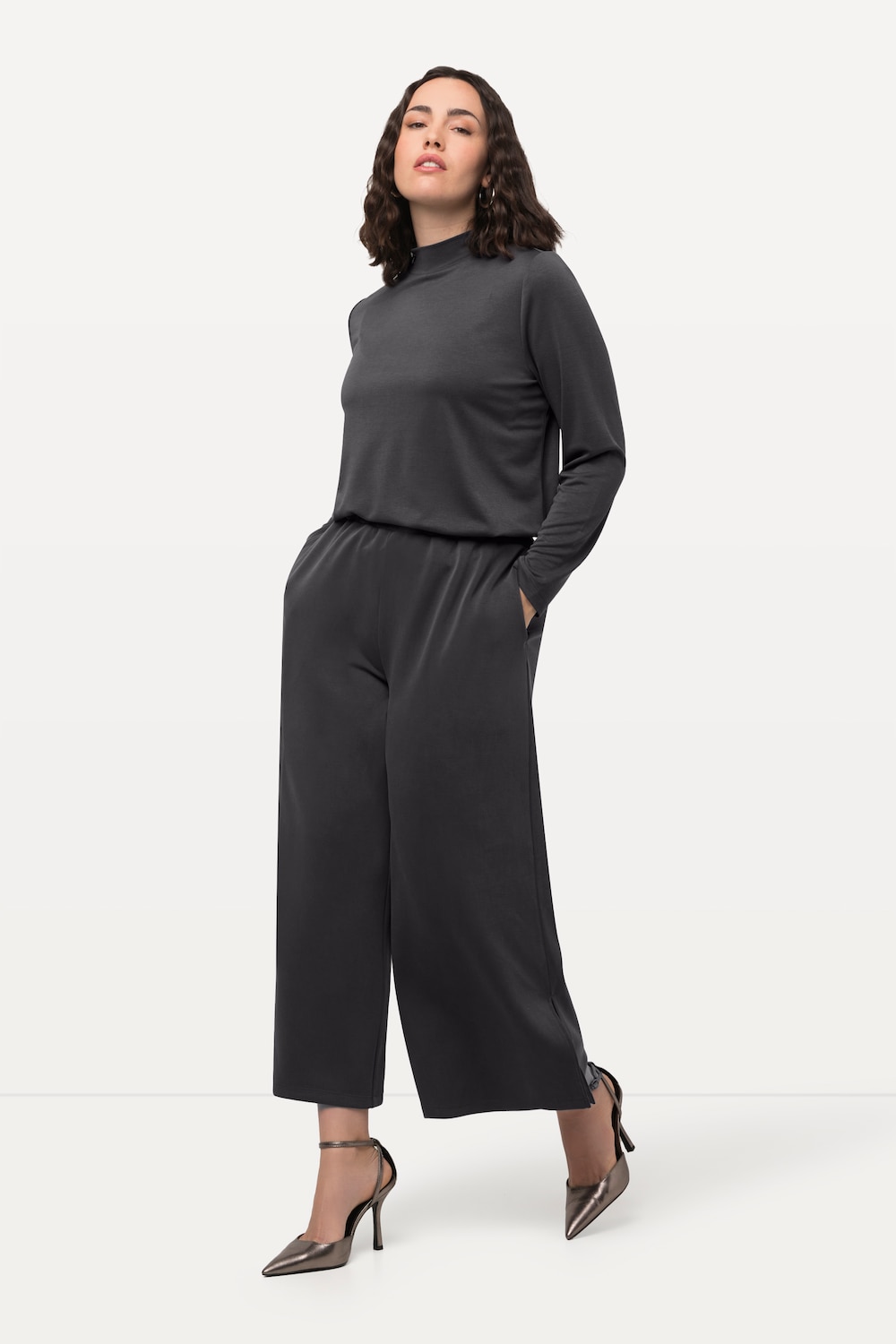 Grote Maten Sweatpants, Dames, grijs, Maat: 50/52, Synthetische vezels/Polyester, Ulla Popken