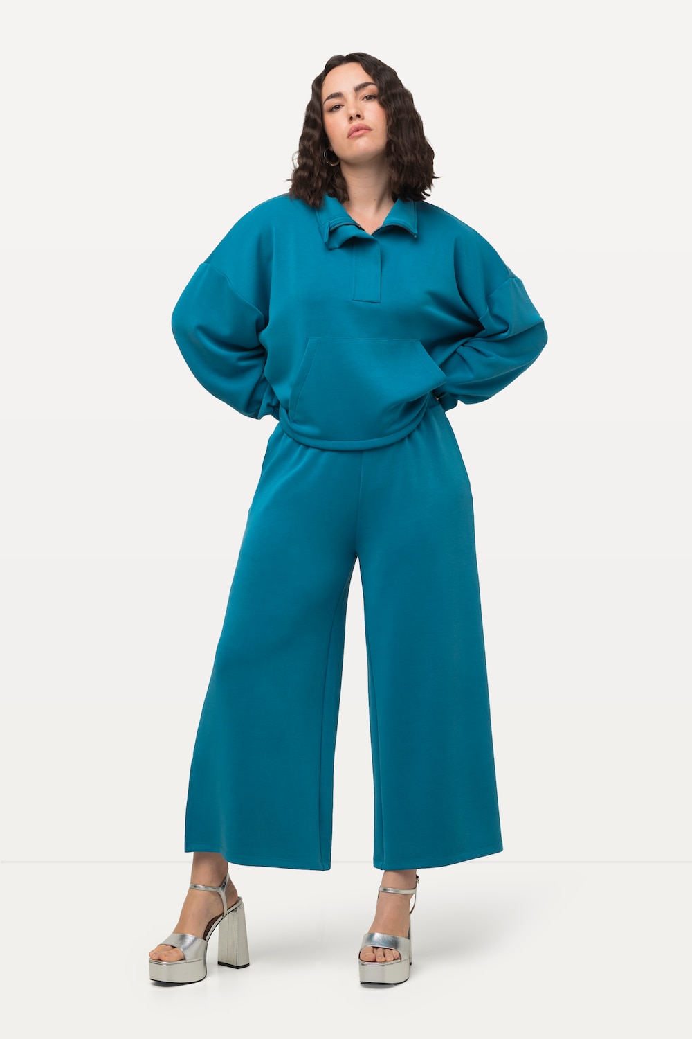 Grote Maten Sweatpants, Dames, blauw, Maat: 42/44, Synthetische vezels/Polyester, Ulla Popken