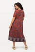 Mixed Patterns Empire Waist Short Sleeve Dress