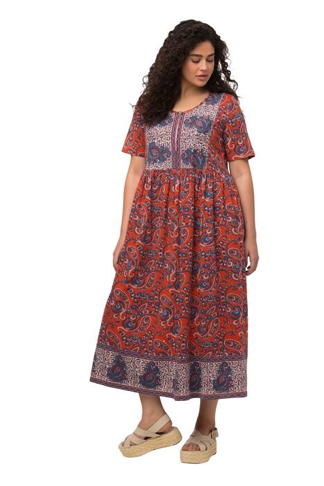 Šaty, empírový šev, zip, kulatý výstřih, krátké rukávy