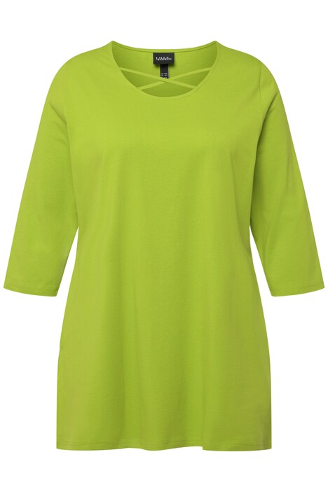 Tričko, ozdobné stuhy, A střih, kulatý výstřih, 3/4 rukávy