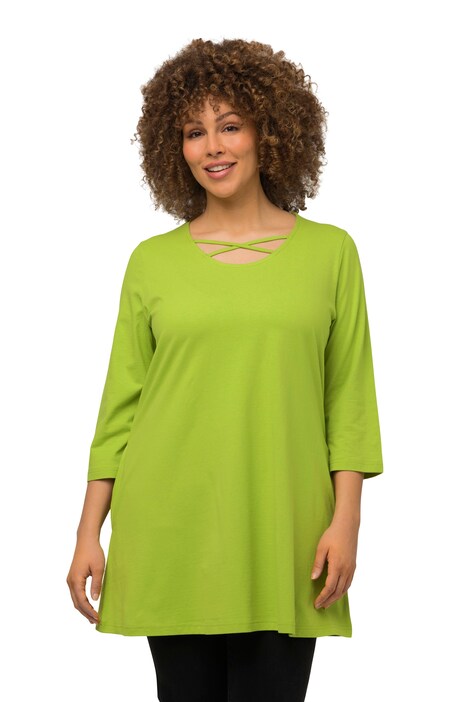 Tričko, ozdobné stuhy, A střih, kulatý výstřih, 3/4 rukávy