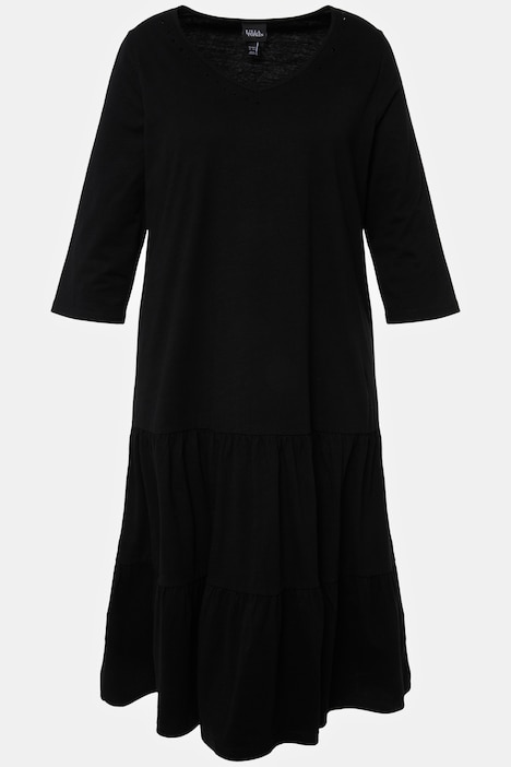 Tiered 3/4 Sleeve V-Neck Midi Dress | More Dresses | Dresses