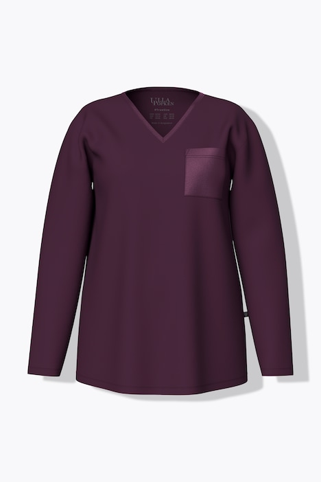 Pyjama, satijnen borstzak, V-hals, lange mouw
