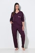 Pyjama, satijnen borstzak, V-hals, lange mouw