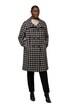 Kabát, vzor kohoutích stop, vlněná směs, lopatkový límec
