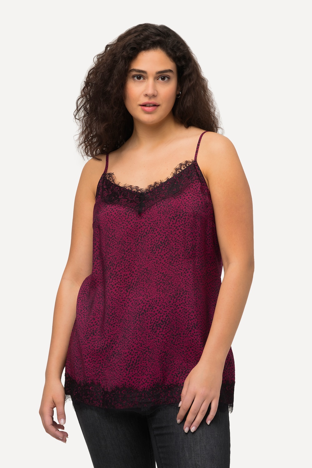 Große Größen Blusentop, Damen, lila, Größe: 46/48, Viskose/Synthetische Fasern, Ulla Popken