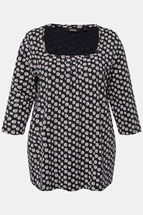 Shirt, Punkte, A-Linie, Carree-Ausschnitt, 3/4-Arm