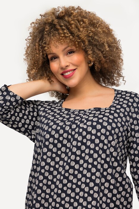 Shirt, Punkte, A-Linie, Carree-Ausschnitt, 3/4-Arm