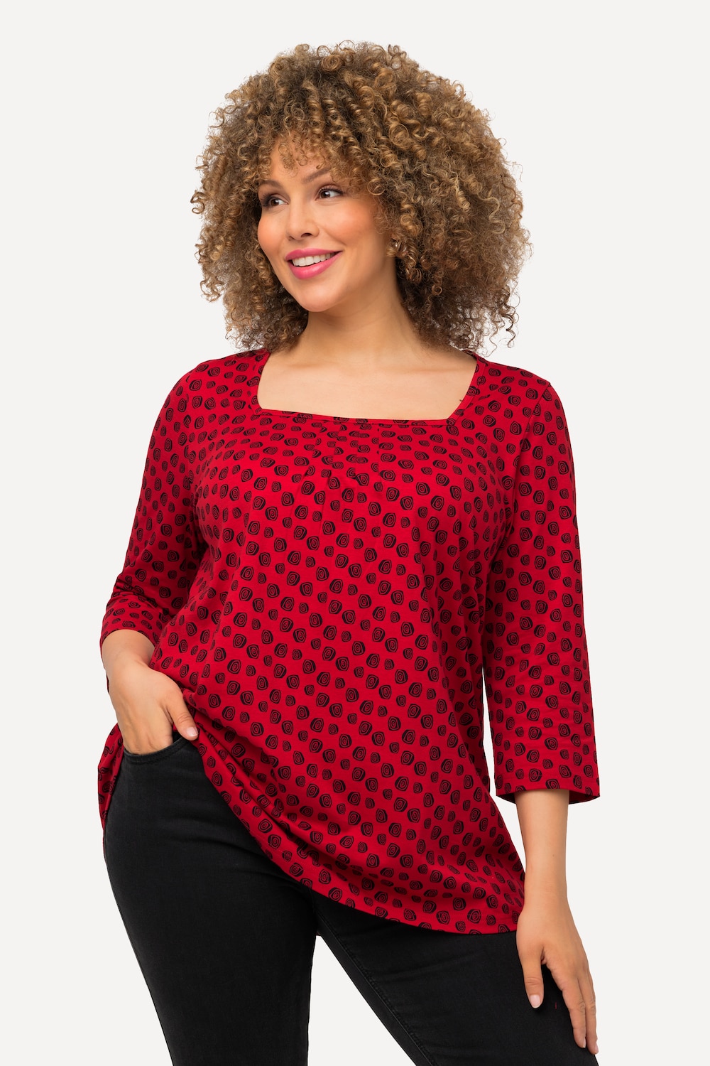 Grote Maten Shirt, Dames, rood, Maat: 50/52, Katoen, Ulla Popken