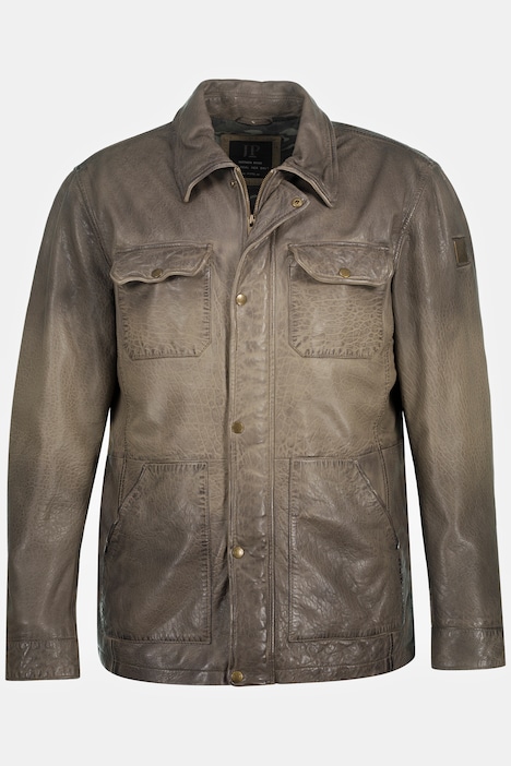 Leather jacket, finest sheep leather, shirt collar, lots of pockets ...