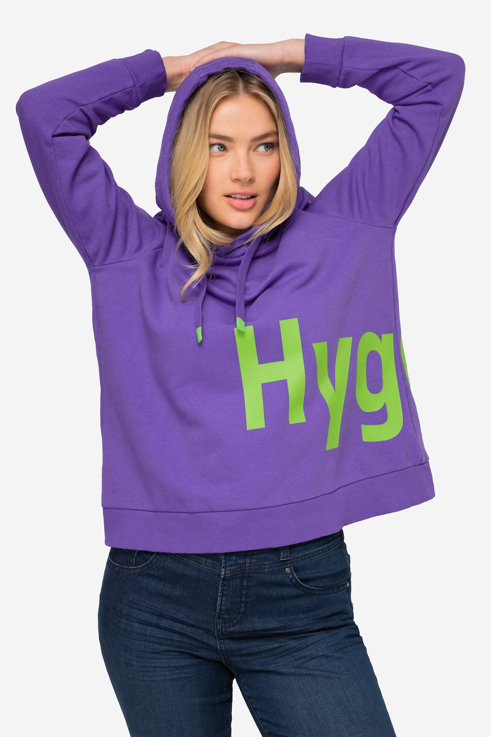 Große Größen Hoodie, Damen, lila, Größe: L, Baumwolle/Polyester, LAURASON