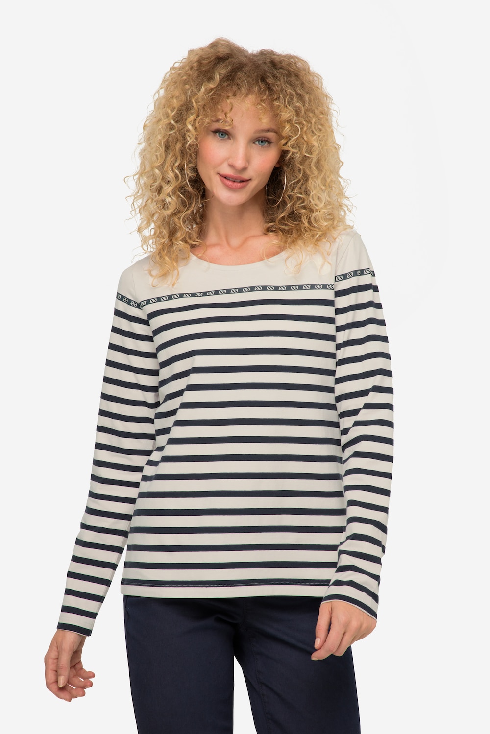 Große Größen Ringelshirt, Damen, grau, Größe: L, Baumwolle, LAURASON