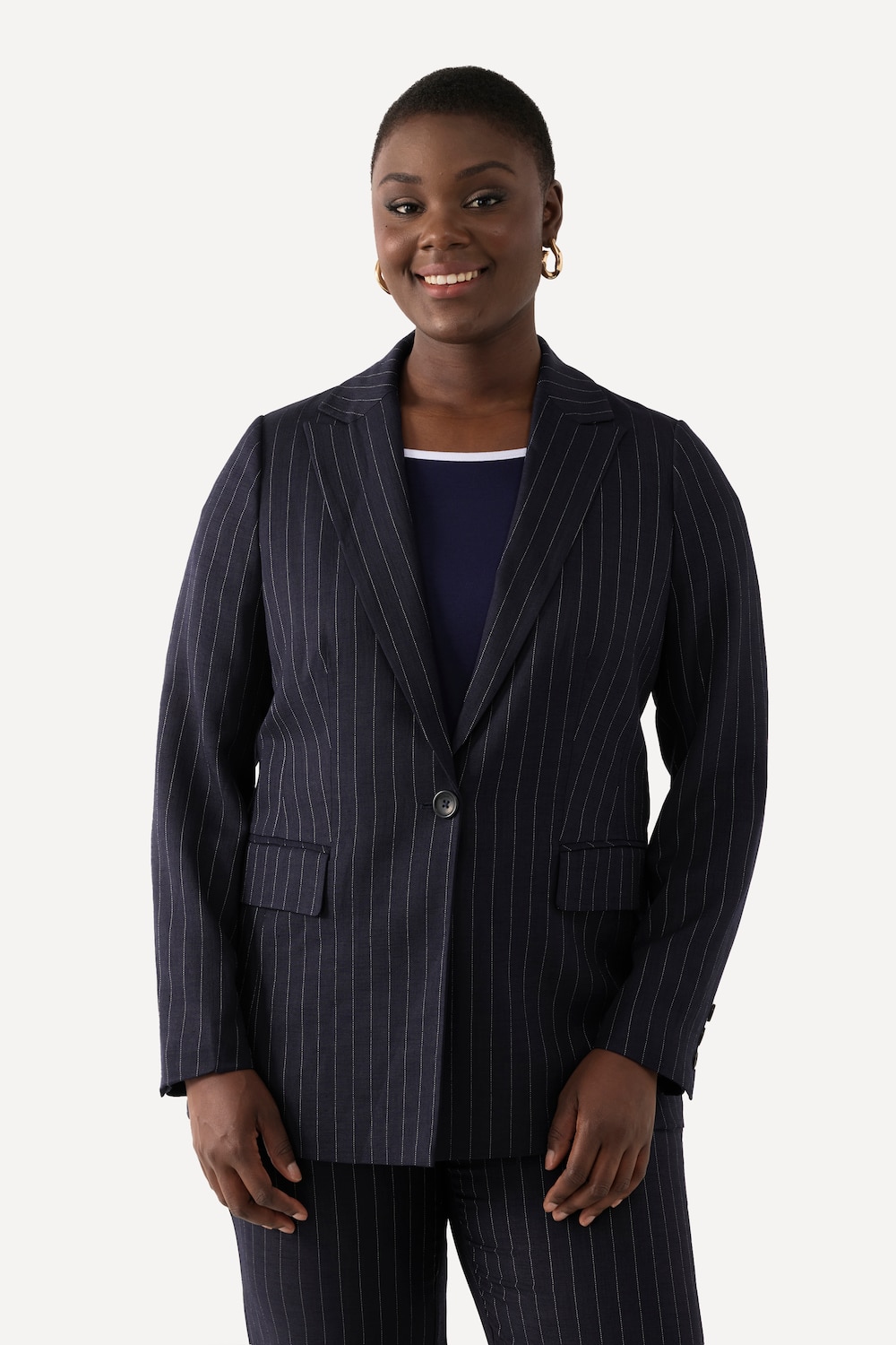 Große Größen Blazer, Damen, blau, Größe: 46, Kunstseide/Viskose/Polyester, Ulla Popken