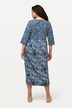 Mixed Print 3/4 Sleeve Empire Waist Dress