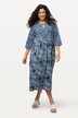 Mixed Print 3/4 Sleeve Empire Waist Dress