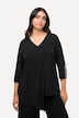 Bluse, Zierfalte, Perlen, A-Linie, V-Ausschnitt, 3/4-Arm