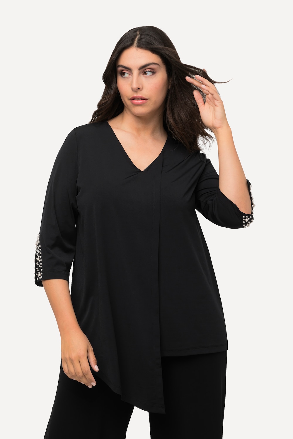 Große Größen Bluse, Damen, schwarz, Größe: 54/56, Polyester, Ulla Popken