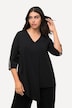Bluse, Zierfalte, Perlen, A-Linie, V-Ausschnitt, 3/4-Arm