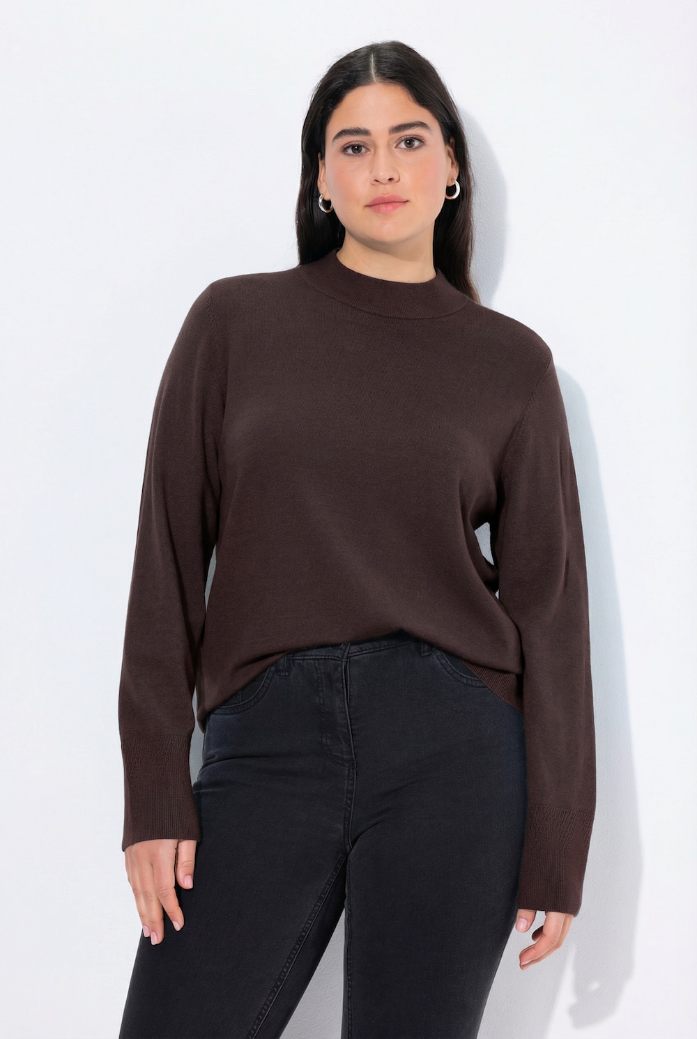 Pullover, Stehkragen, Langarm, Rippbündchen