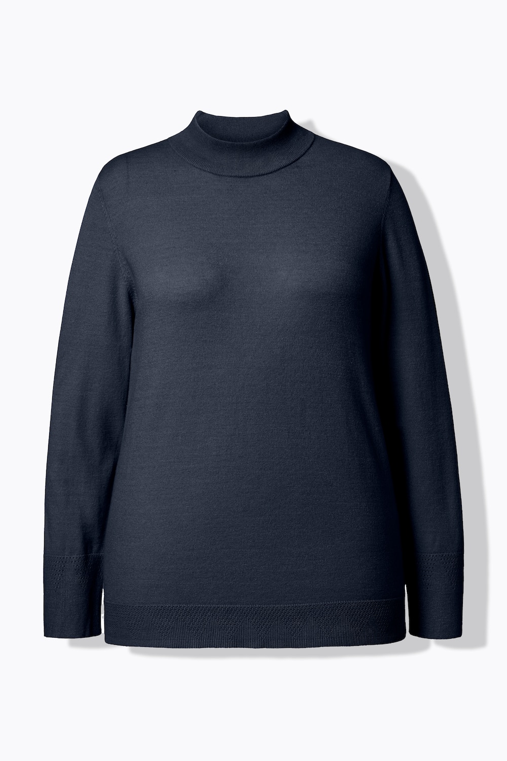 Stora storlekar Tröja med stickad krage, Dam, blå, storlek: 54/56, Viskos/Polyester/Syntetfibrer, Ulla Popken