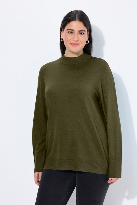 Pullover, Stehkragen, Langarm, Rippbündchen