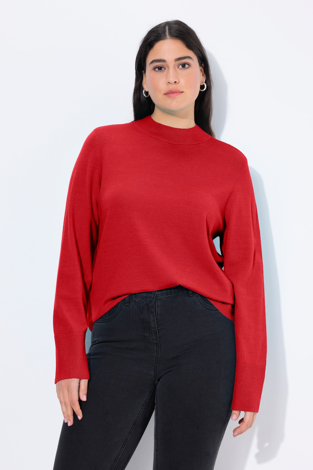 Pullover, Stehkragen, Langarm, Rippbündchen