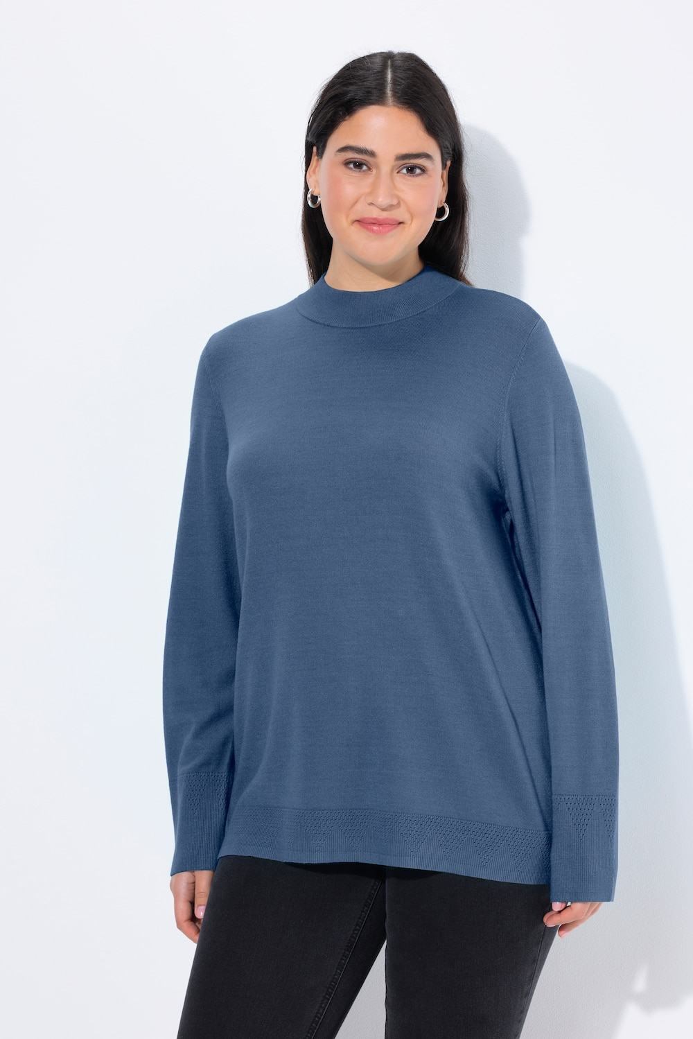 Große Größen Pullover, Damen, blau, Größe: 46/48, Viskose/Polyester/Synthetische Fasern, Ulla Popken