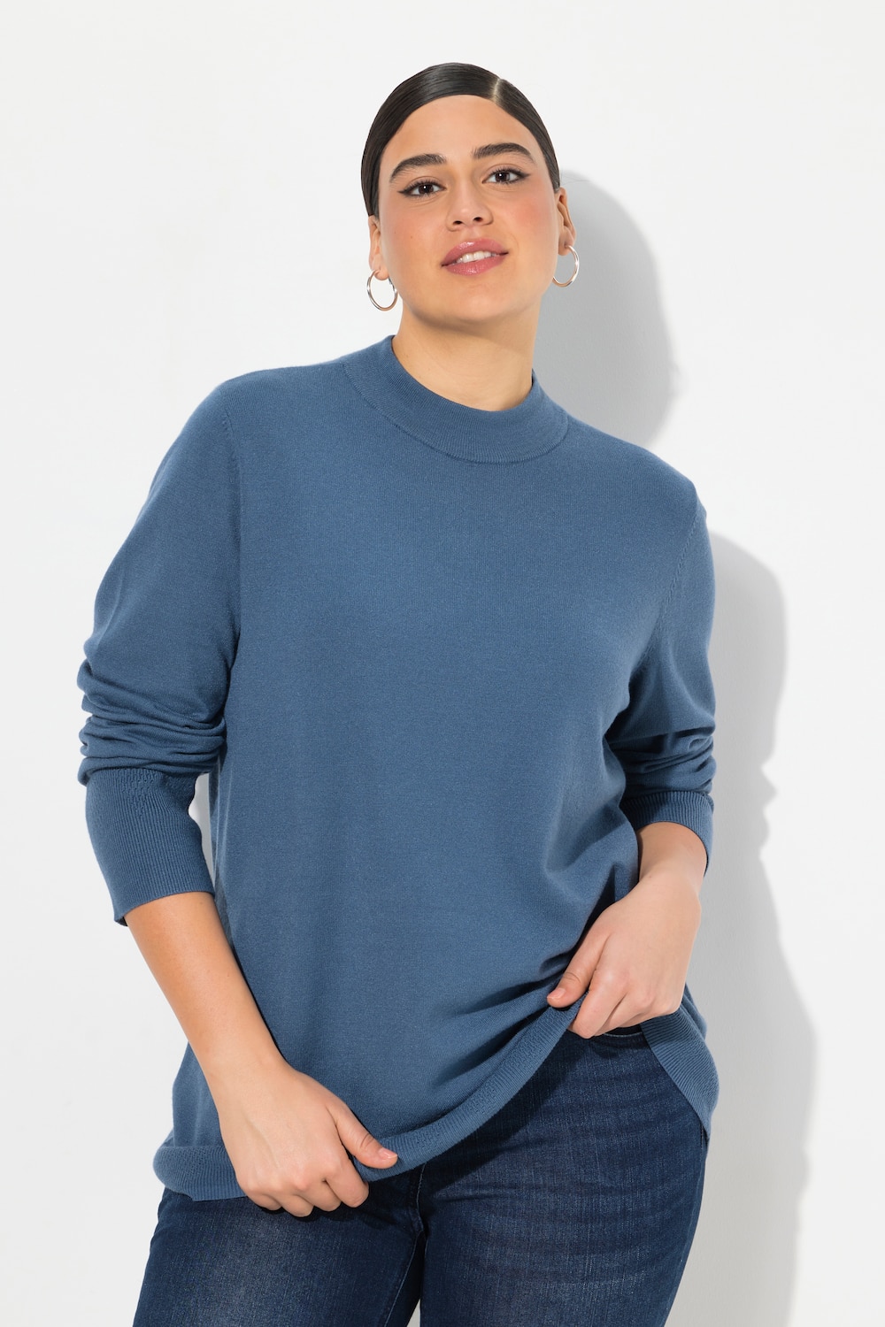 Große Größen Pullover, Damen, blau, Größe: 54/56, Viskose/Polyester/Synthetische Fasern, Ulla Popken