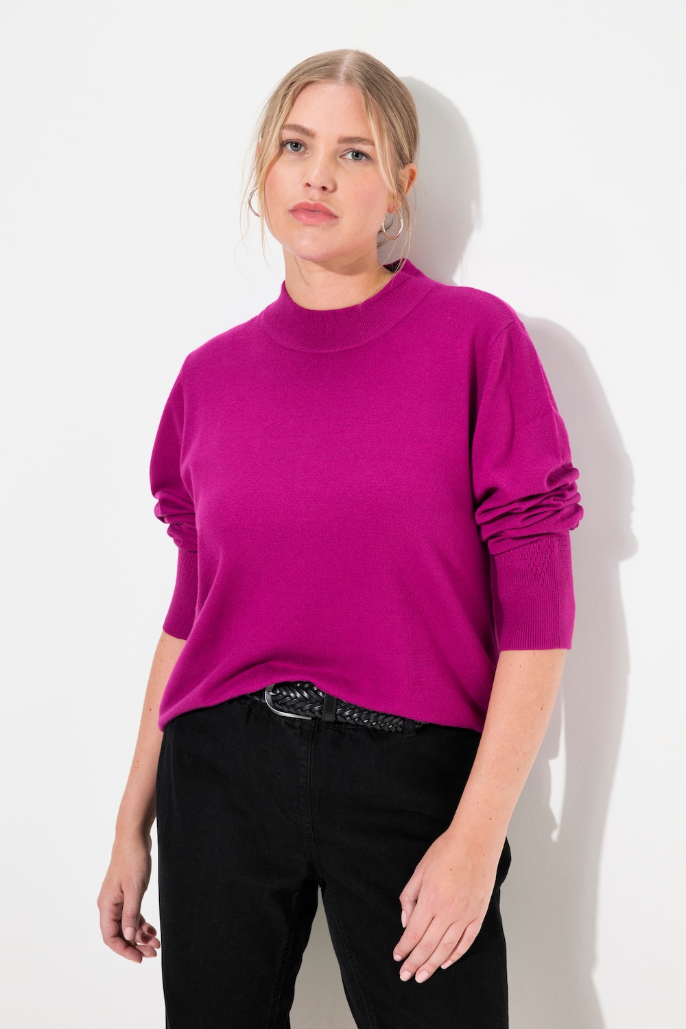 Große Größen Pullover, Damen, lila, Größe: 50/52, Viskose/Polyester/Synthetische Fasern, Ulla Popken