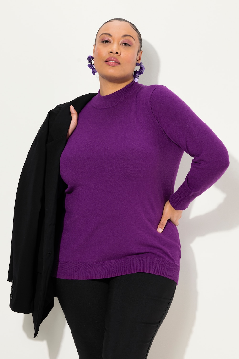 Große Größen Pullover, Damen, lila, Größe: 54/56, Viskose/Polyester/Synthetische Fasern, Ulla Popken