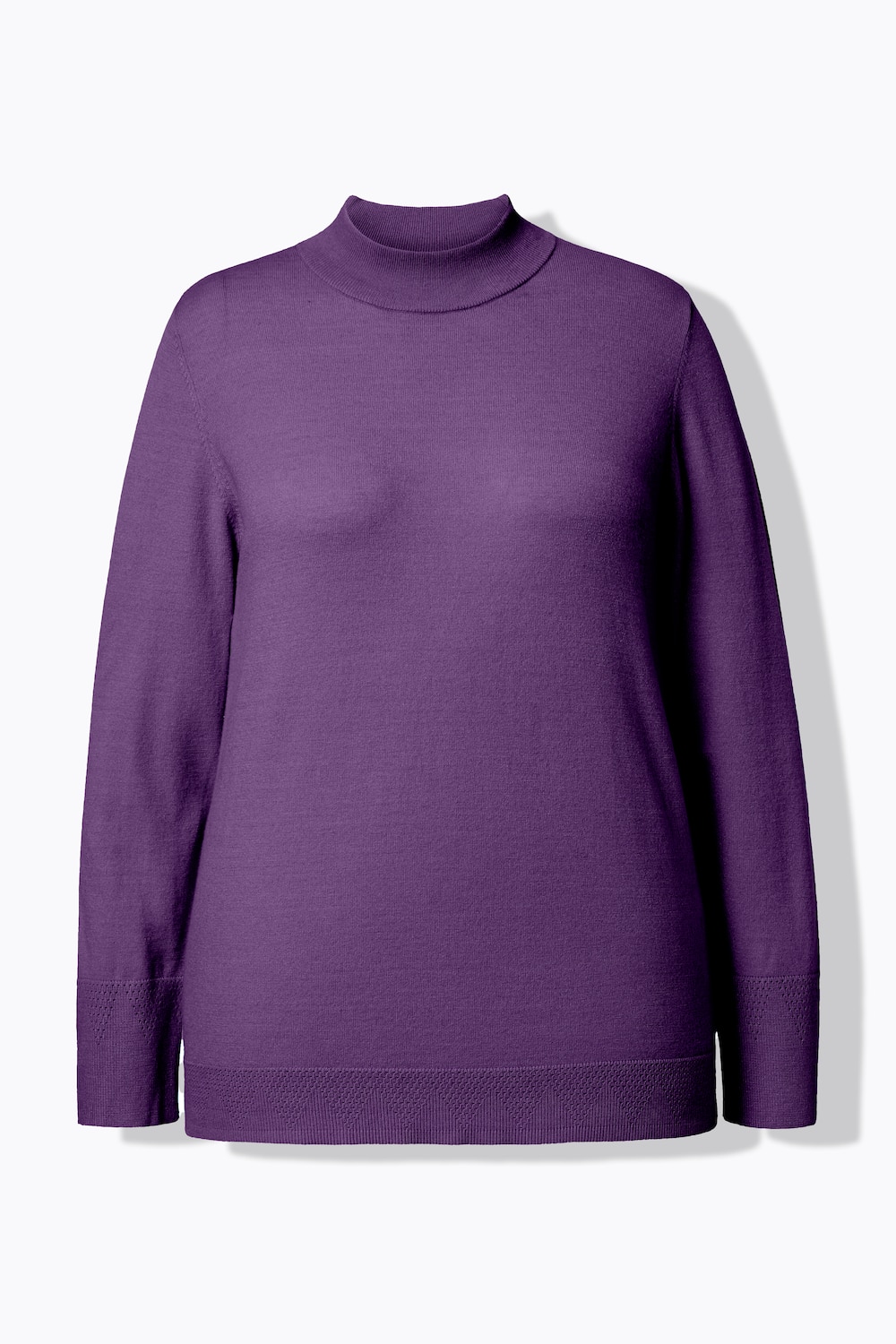 Stora storlekar Tröja med stickad krage, Dam, lila, storlek: 54/56, Viskos/Polyester/Syntetfibrer, Ulla Popken