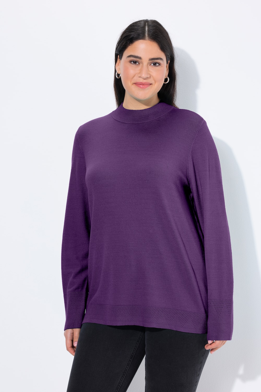 Große Größen Pullover, Damen, lila, Größe: 42/44, Viskose/Polyester/Synthetische Fasern, Ulla Popken