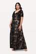 Abendkleid, Samt, V-Ausschnitt, Halbarm
