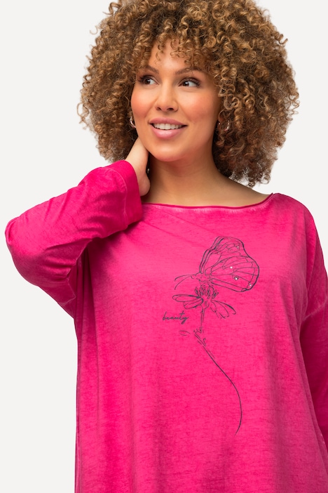 Butterfly Graphic Long Sleeve Boat Neck Tee | T-Shirts | Knit Tops & Tees