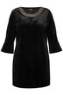 Sametová tunika, A střih, kulatý výstřih, rozparek, 3/4 volánové rukávy
