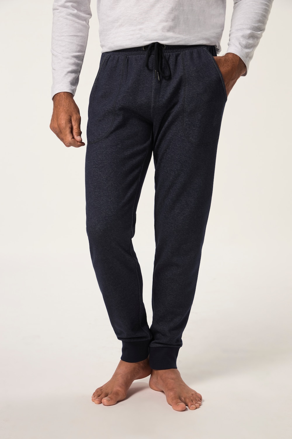grandes tailles pantalon de pyjama homewear à taille élastique, hommes, bleu, taille: 6xl, coton, jp1880