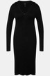 Úpletové midi šaty, límeček, výstřih do V, dlouhé rukávy
