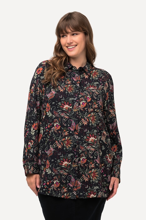 Paisley Long Sleeve Collared Button Down Blouse | all Blouses | Blouses