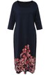 Midi šaty, žerzej, květy na lemu, hranatý výstřih, 3/4 rukávy