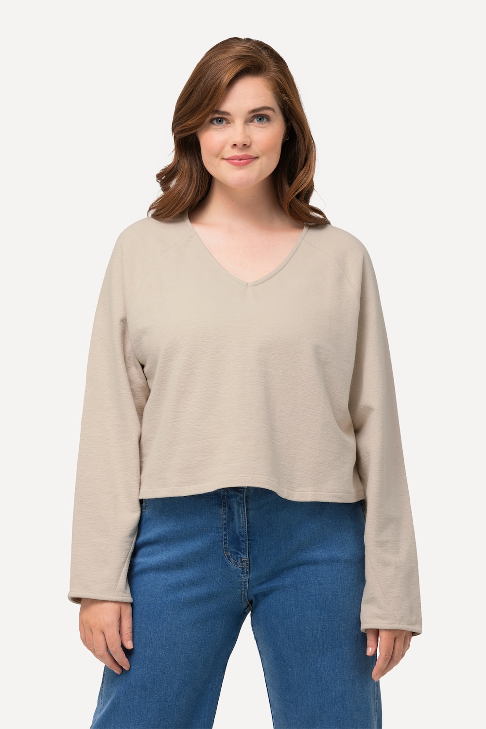 Große Größen Sweatshirt, Damen, beige, Größe: 50/52, Baumwolle, Ulla Popken
