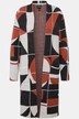 Longline Long Sleeve Open Shape Geometric Print Cardigan