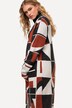 Longline Long Sleeve Open Shape Geometric Print Cardigan