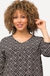 Shirt, A-lijn, sierplooien, V-hals, driekwartsmouwen
