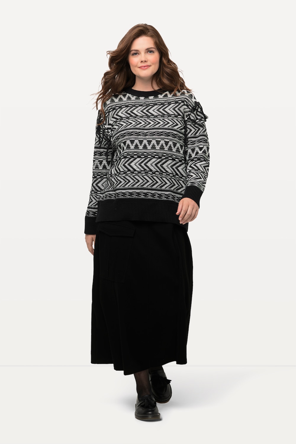 grandes tailles jupe portefeuille en jersey point de rome, femmes, noir, taille: 48/50, coton, ulla popken