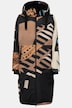 Funktionel jakke, oversize, maritimt all-overprint, teddyfor, 2-vejs lynlås