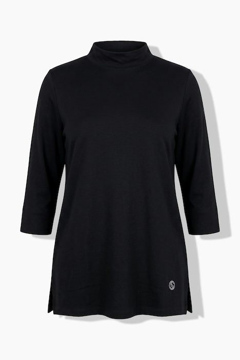 Camiseta, clásica, cuello alto, mangas 3/4