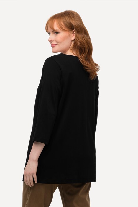 Split Neck 3/4 Sleeve Pima Cotton Tee